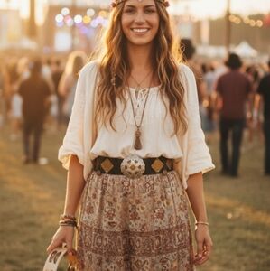 Vintage boho Perry Ellis coin leather belt size M